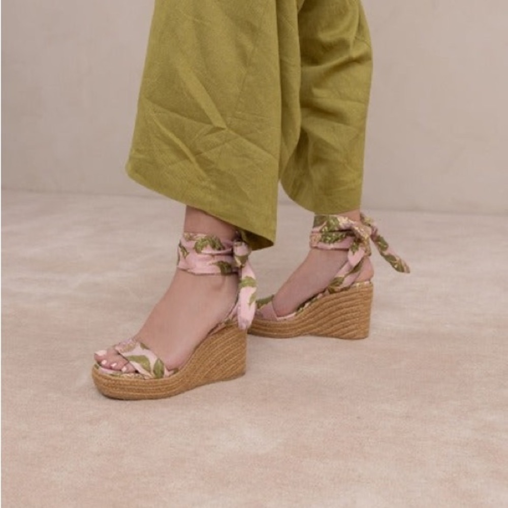 Rose Garden Floral Espadrille Wrap Wedge Sandals - Oasis Society - Picture 5 of 7